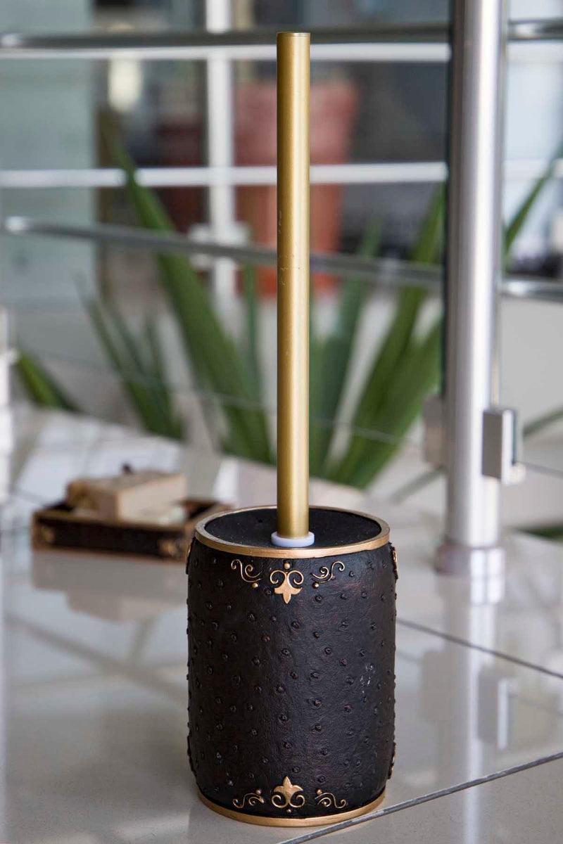 Set de Baie Lux Luxton, Negru, Dozator de sapun, Perie, Suport de periuta de dinti, Sapuniera