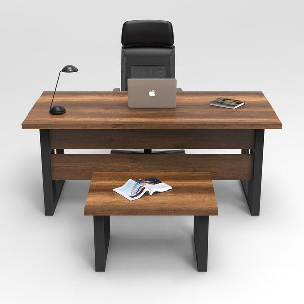 Set de mobilier de birou Heart, Nuc, 2 piese, Birou - masa, 180x90x73 cm