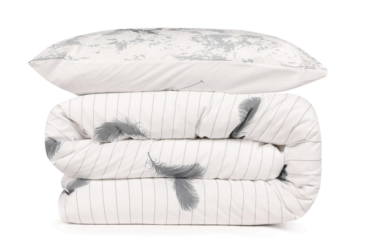 Set Lenjerie de pat double, 100% Bumbac Ranforce, Alb, 220x160 cm