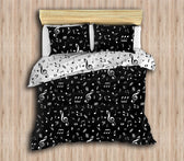 Set Lenjerie de pat double, Negru, 220 x 200 cm,65% Bumbac / 35% POLYESTER
