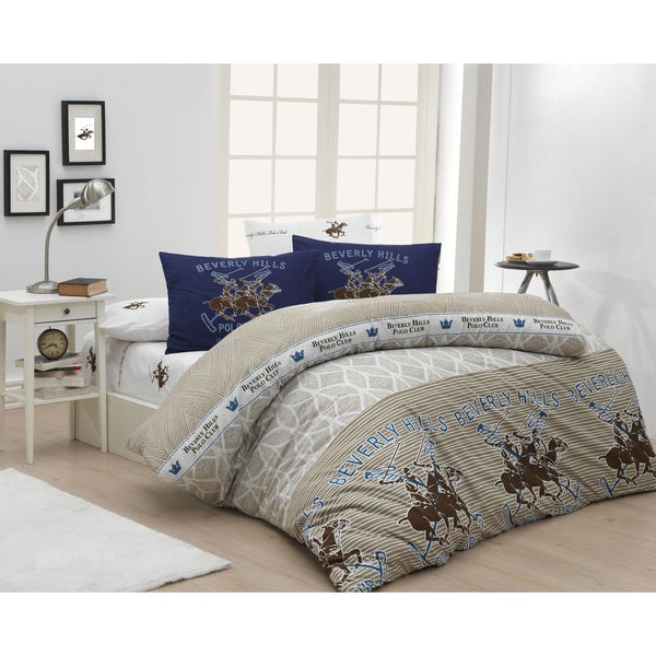 Set Lenjerie de pat double, 100% Bumbac Ranforce, Bej, 220x200 cm