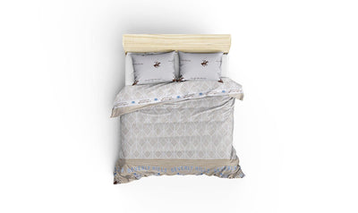Set Lenjerie de pat double, Bej, 220 x 200 cm,100% Bumbac Ranforce