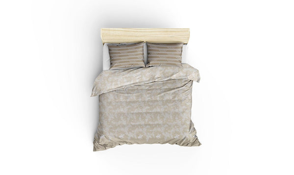 Set Lenjerie de pat double, 100% Bumbac Ranforce, Crem, 220x200 cm