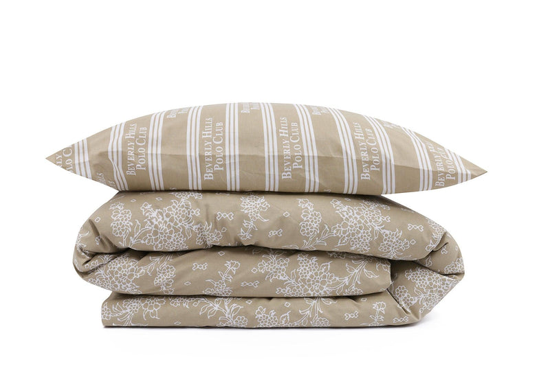 Set Lenjerie de pat double, 100% Bumbac Ranforce, Crem, 220x200 cm, detaliu produs
