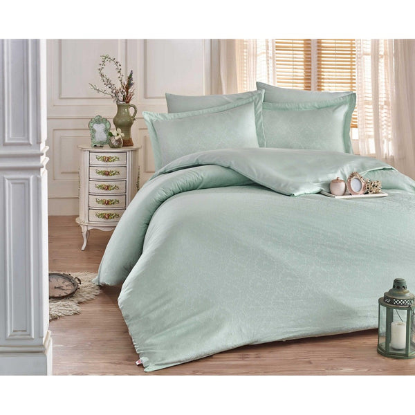 Set Lenjerie de pat double din Satin, Mare, Verde, 220x200 cm