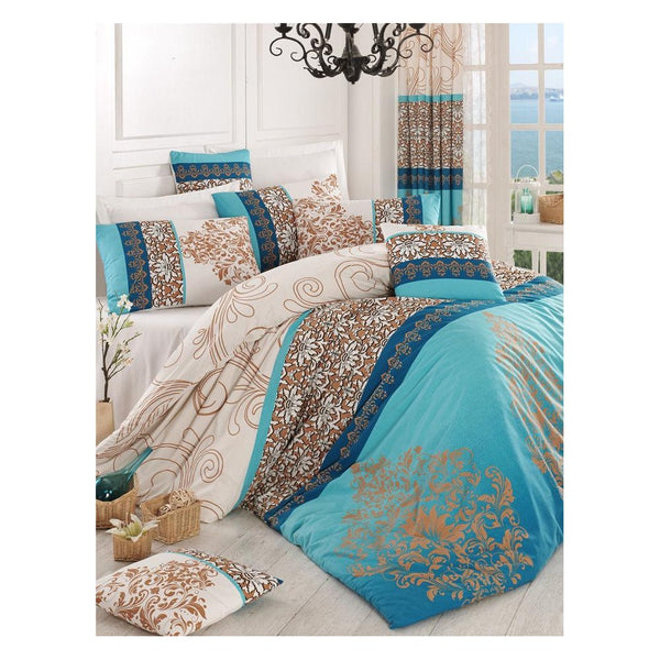 Set Lenjerie de pat double, Turcoaz, 220x200 cm