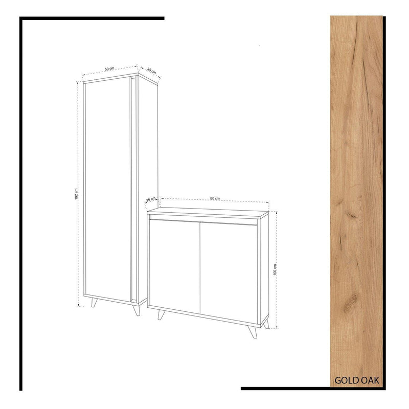 Set Pantofar Omninde, Stejar, 50x192x35 cm