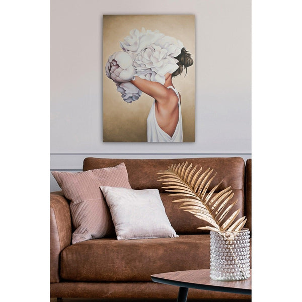Tablou Canvas Bujor Alb, Multicolor, 70x50 cm