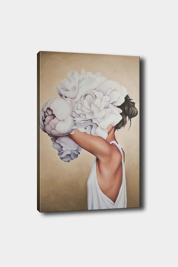 Tablou Canvas Bujor Alb, Multicolor, 70x50 cm