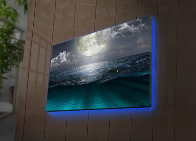 Tablou Canvas cu Led Moon fara Priza, Multicolor, 70x45 cm