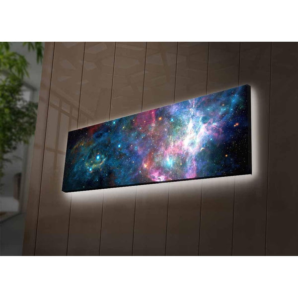 Tablou Canvas cu Led Stele Semiha fara Priza, Multicolor, 90x30 cm