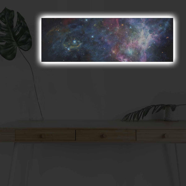 Tablou Canvas cu Led Stele Semiha fara Priza, Multicolor, 90x30 cm