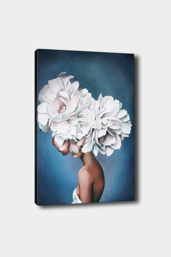 Tablou Canvas Flowers Alb, Albastru, 70x50 cm