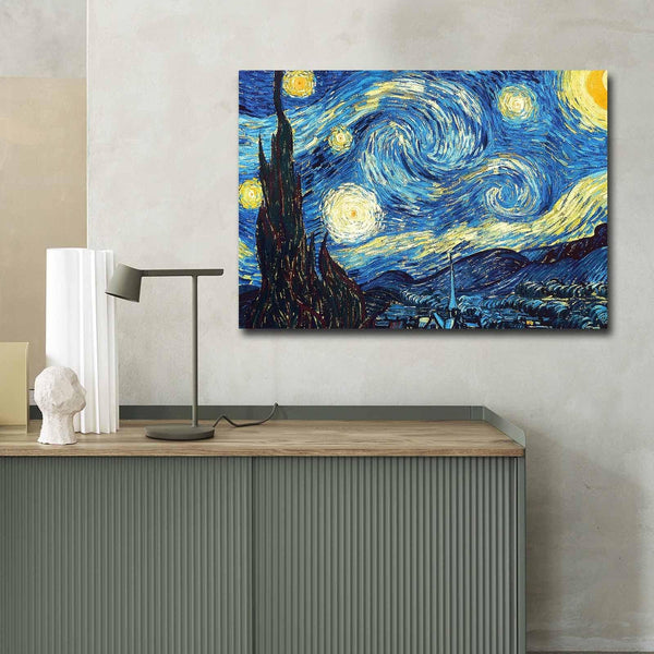 Tablou Canvas Van Gogh Noapte instelata, Multicolor, 100x70 cm