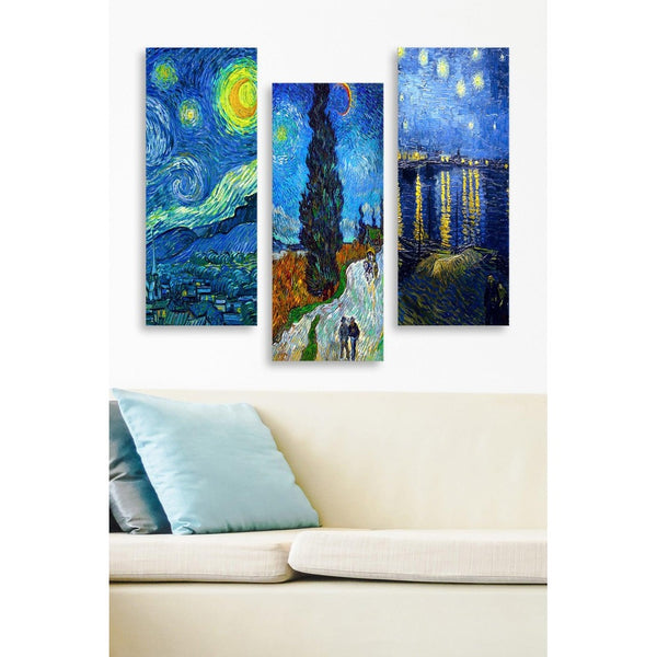 Tablou MDF (3 bucăți) Marvellous, Albastru, 50x70 cm