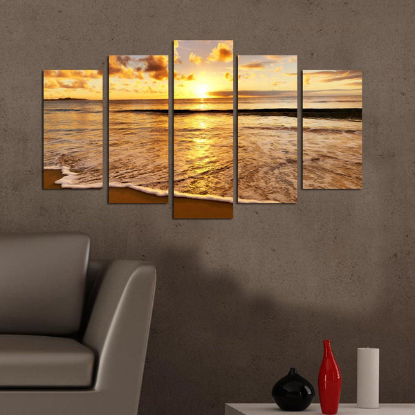 Tablou MDF ( 5 buc ) Mykonos, Multicolor, 60x110 cm