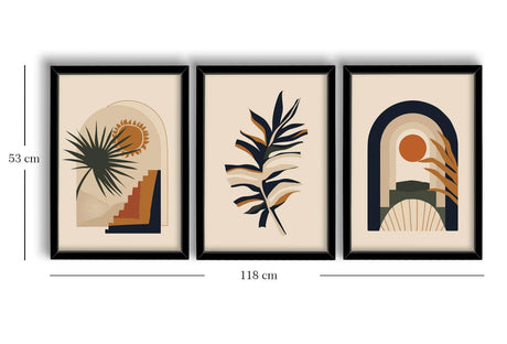 Tablou MDF cu rame (3 bucăți) 3P3853NISCT-003, Multicolor, 538 cm, 38x53 cm