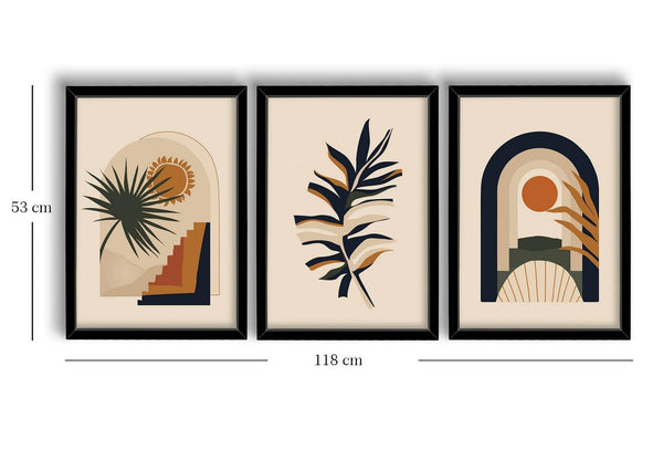 Tablou MDF cu rame (3 bucăți) 3P3853NISCT-003, Multicolor, 538 cm, 38x53 cm