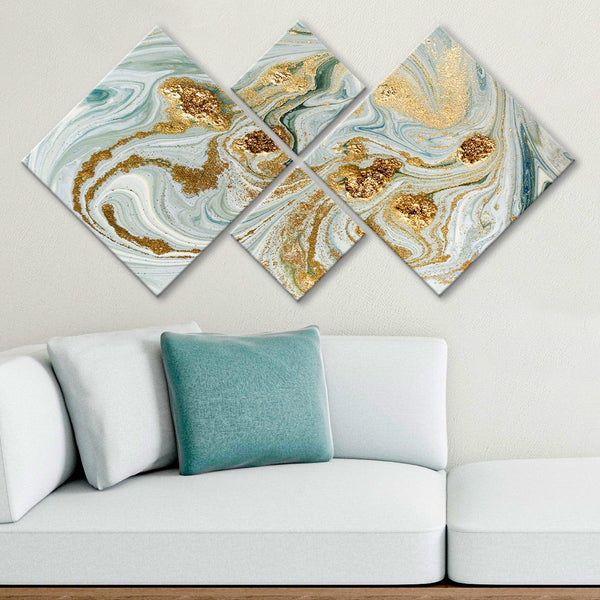 Tablou MDF Iluzion, 4 bucati, Multicolor, 115x60 cm