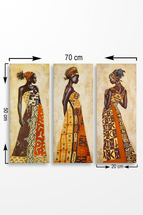 Tablou MDF Lusaka, 3 bucati, Multicolor, 50x70 cm