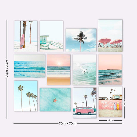 Tablou MDF Miami Vice, 12 bucati, Multicolor, 15x20 cm