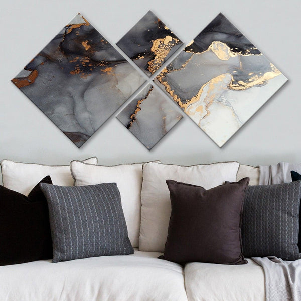Tablou MDF Noapte, Alb - Gri, 115x60 cm