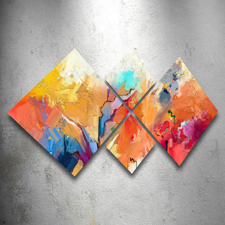 Tablou MDF Rainbow Perete, 4 bucati, Multicolor, 115x60 cm